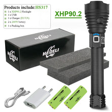 Charger l&#39;image dans la galerie, 300000 lm xhp90.2 most powerful led flashlight torch usb xhp50 rechargeable tactical flashlights 18650 or 26650 hand lamp xhp70
