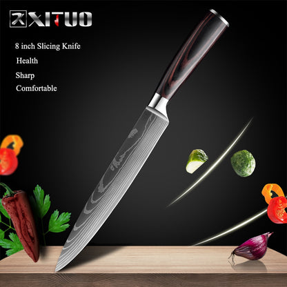 XITUO 8"inch japanese kitchen knives Laser Damascus pattern chef knife Sharp Santoku Cleaver Slicing Utility Knives tool EDC New