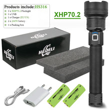 Charger l&#39;image dans la galerie, 300000 lm xhp90.2 most powerful led flashlight torch usb xhp50 rechargeable tactical flashlights 18650 or 26650 hand lamp xhp70
