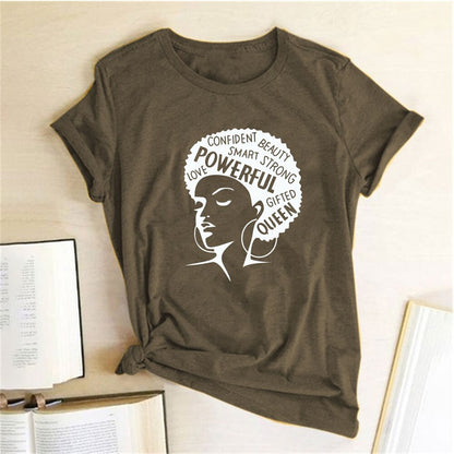 Graphic T-shirts Women Summer Slim Kawaii Women T Shirt Polyester High Quality Female Print Powerful Girl Independence Day T-shirt