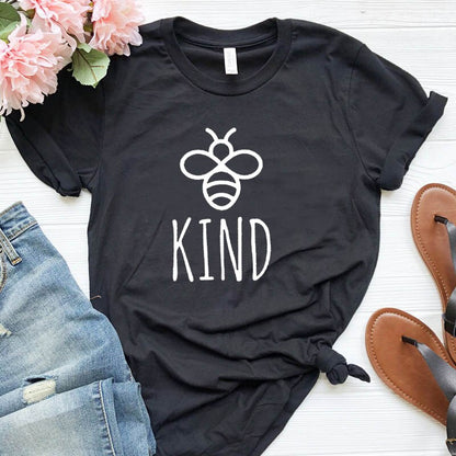 Be Kind Graphic T-shirt Women Girls Cotton Oversized T-shirt Summer Fashion Bees Print Top Harajuku Tshirt Unisex Tee Drop Shipping