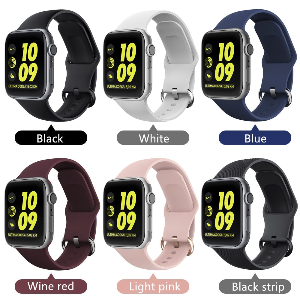 Silicone strap for Apple watch band 44mm 40mm iWatch band 38mm 42mm Sport watchband belt bracelet Apple watch series 3 4 5 se 6