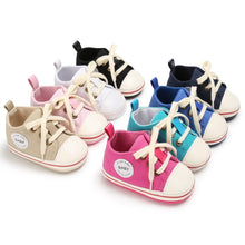 Load image into Gallery viewer, Newborn Canvas Sneakers Cotton Comfort Breathable First Walkers Crib Shoe Anti-Slip Unisex Toddler Baby Infant Boy Girl Shoes
