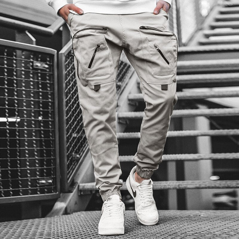 CHRLEISURE Men's Cargo Pocket Trousers Pants Streetwear Joggers Jogging Running Men Sweatpants Fashion Hip Hop Loose Pants Men