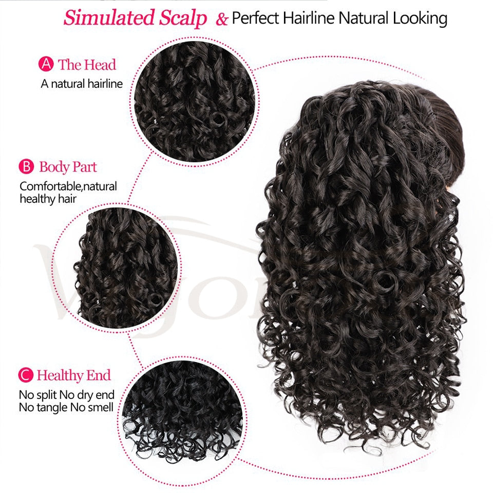 Vigorous Drawstring Puff Ponytail Afro Kinky Curly Hair Extension Synthetic Clip in Pony Tail African American Hair Extension