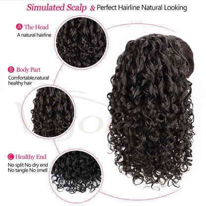 Vigorous Drawstring Puff Ponytail Afro Kinky Curly Hair Extension Synthetic Clip in Pony Tail African American Hair Extension