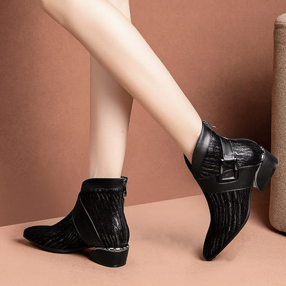 FEDONAS Prints SheepSkin High Heels Elegant Chelsea Boots Autumn Winter Vintage Women Ankle Boots Party Dancing Shoes Woman
