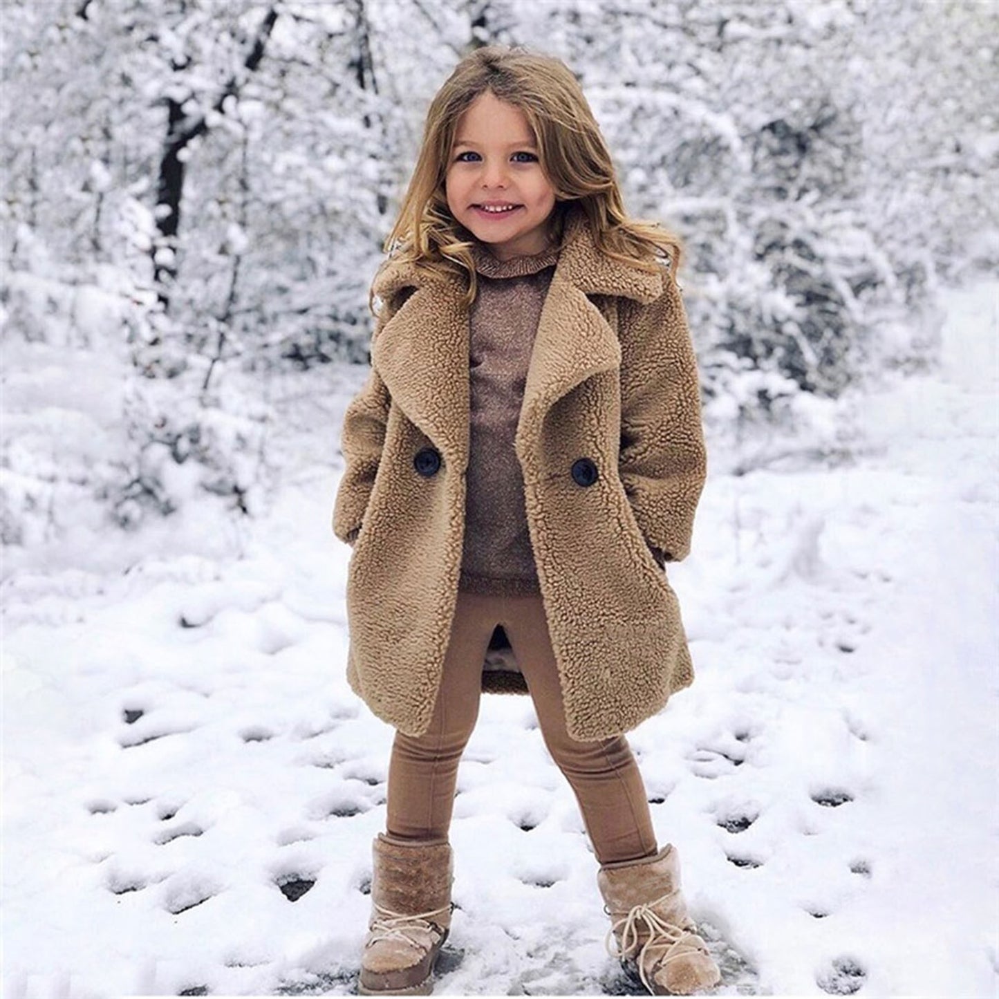Children Toddler Baby Girls Long Sleeve Winter Solid Windproof Coat Thicken Warm Pocket Outwear 18m-6t Kids Meisjes Winterjas