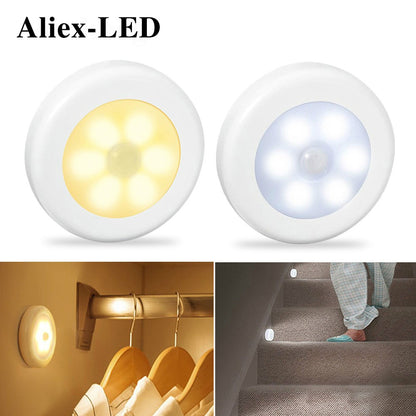 Motion Sensor wireless night lights bedroom decor light 6LED Detector wall decorative lamp staircase closet room aisle lighting