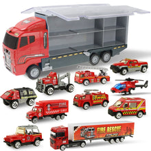 将图片加载到图库查看器，Mini Car &amp; Storage Truck Alloy Diecast Car Engineering Excavator Toys Vehicles Truck Car Model Gift For Kids Boys 11 Pieces
