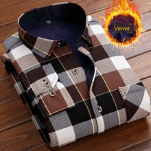 将图片加载到图库查看器，Men thermal shirt Winter Thick Flannel Warm Plaid Dress Shirts Long Sleeve Men&#39;s Work Shirts Casual Slim Fit thermo shirts 6XL
