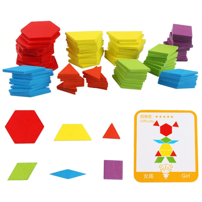 Hot Sale 155pcs Wooden Jigsaw Puzzle Board Set Colorful Baby Montessori Educational Toys for Children Learning Developing Toy