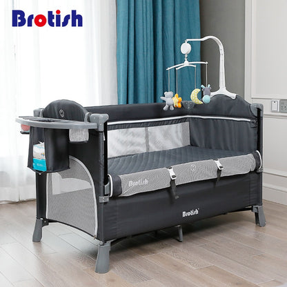 Multifunctional Baby Crib Foldable Baby Bed With Diaper Table Cradle Rocker Kid Game Bed Portable Baby Crib For 0-6 Years Kids
