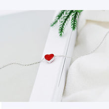 将图片加载到图库查看器，Fresh Sweet Cute Heart Red Clavicle Chain 925 Sterling Silver Temperament Personality Fashion Female Necklace
