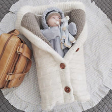 Load image into Gallery viewer, Newborn Baby Winter Warm Sleeping Bags Infant Button Knit Swaddle Wrap Swaddling Stroller Wrap Toddler Blanket baby Sleeping Bag
