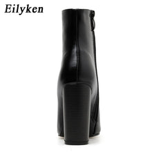 Charger l&#39;image dans la galerie, Eilyken Women PU Leather Ankle Boots Thick Heels Pointed Toe Night Club Party Shoes Woman Basic Boots Office Pumps size 41 42
