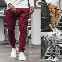 将图片加载到图库查看器，CHRLEISURE Men&#39;s Cargo Pocket Trousers Pants Streetwear Joggers Jogging Running Men Sweatpants Fashion Hip Hop Loose Pants Men
