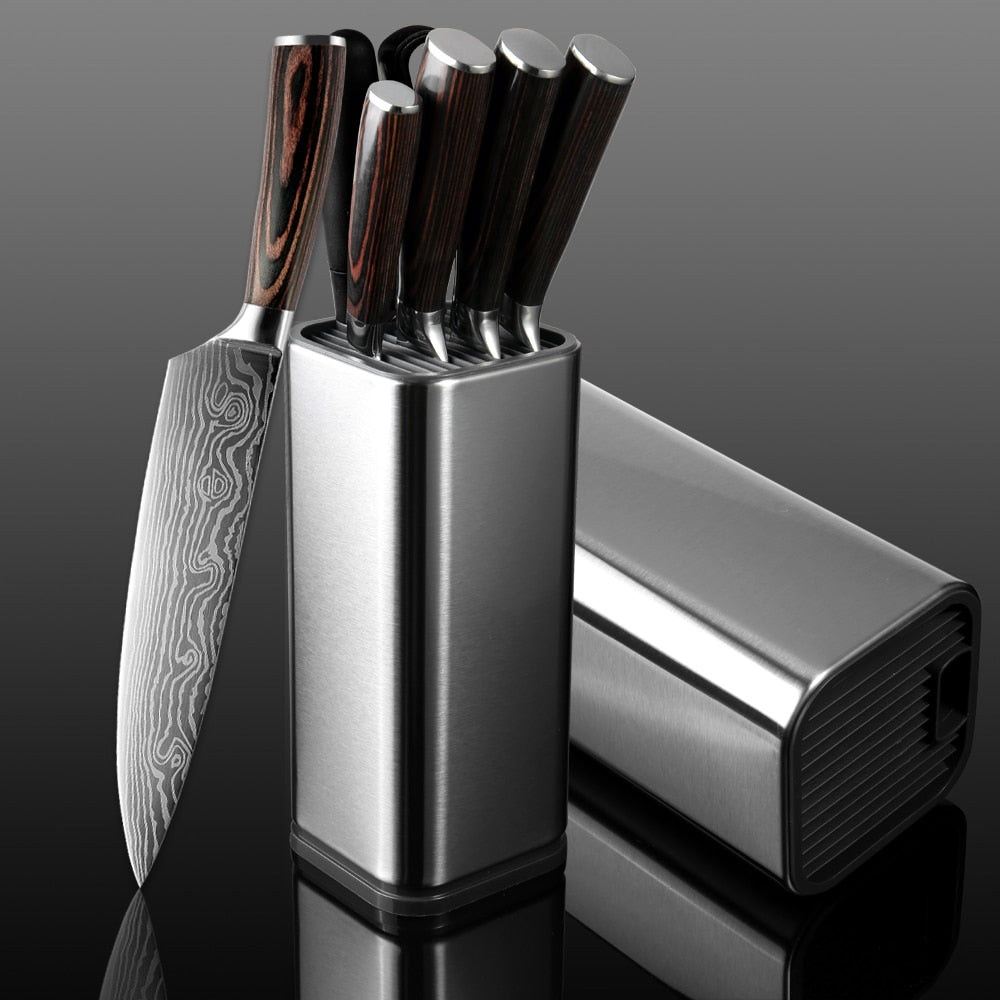 XITUO Kitchen Chef Set Knife Stainless Steel Knife Holder Santoku Utility Cut Cleaver Bread Paring Knives Scissors Cooking Tools