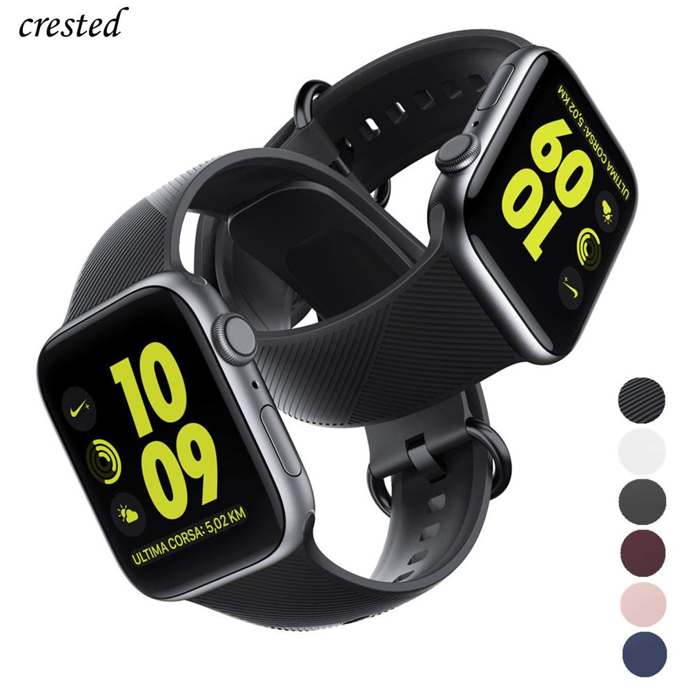 Silicone strap for Apple watch band 44mm 40mm iWatch band 38mm 42mm Sport watchband belt bracelet Apple watch series 3 4 5 se 6