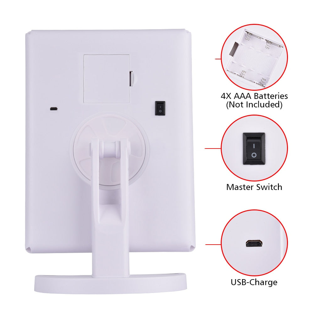 Makeup Mirror LED Touch Screen 22 Light Table Desktop Makeup 1X/2X/3X/10X Magnifying Mirrors Vanity 3 Folding Adjustable Mirror