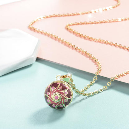 EUDORA Original Enamel Craft Pink Harmony Ball Musical Pendant Universe Planet Necklace For Mom Baby Pregnancy Jewelry Gift Idea