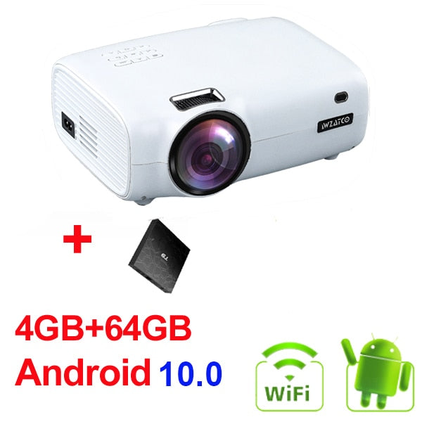 WZATCO E600 Android 10.0 Wifi Smart Portable Mini LED Projector Support Full HD 1080p 4K AC3 Video Home Theater Beamer Proyector