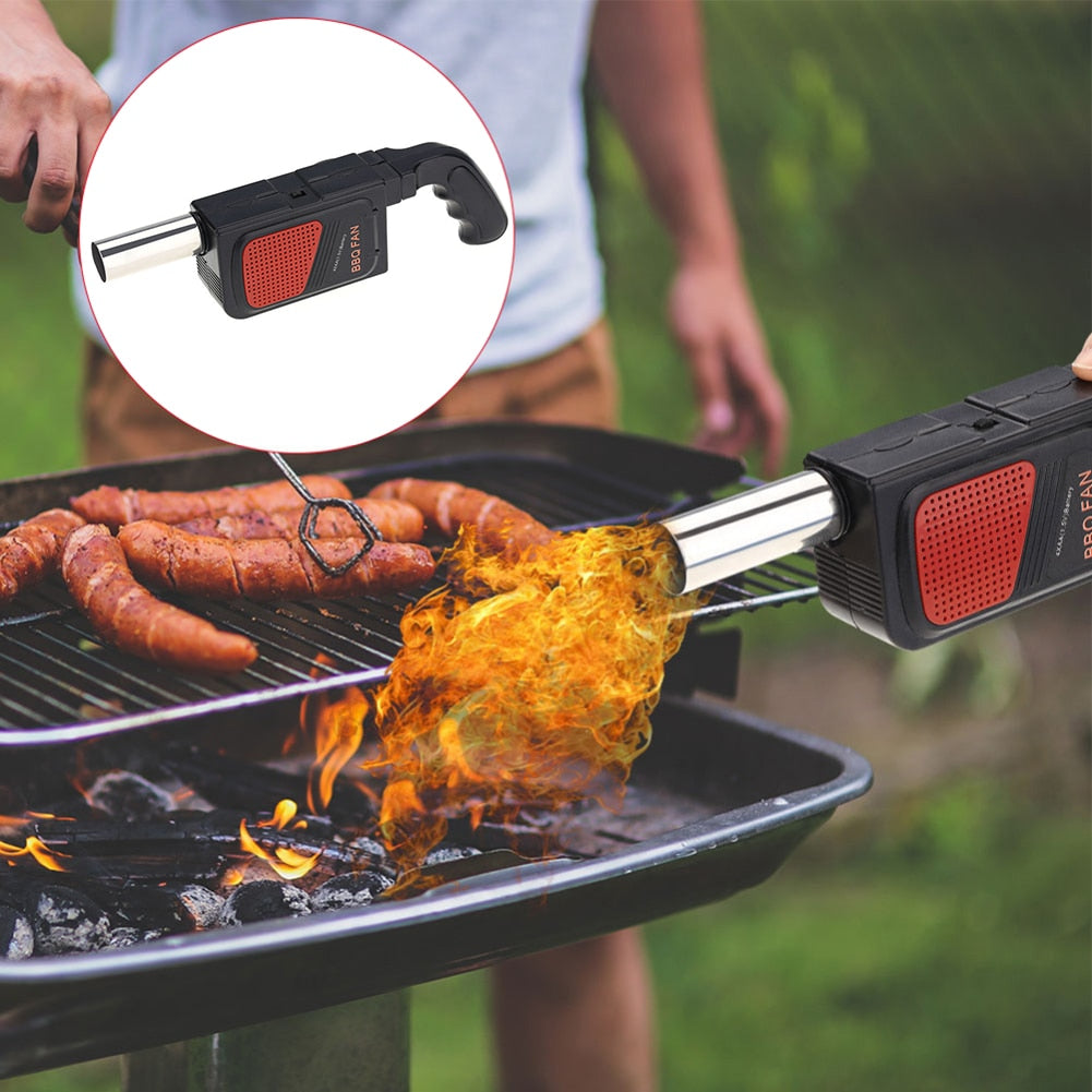 Handheld BBQ Fan Air Blowers Outdoor Camping Portable Electric Cooking BBQ Barbecue Fan Air Bellows Blower Cooking Tool Grill