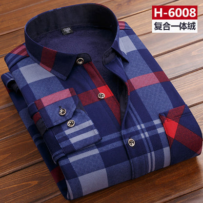 Men thermal shirt Winter Thick Flannel Warm Plaid Dress Shirts Long Sleeve Men's Work Shirts Casual Slim Fit thermo shirts 6XL