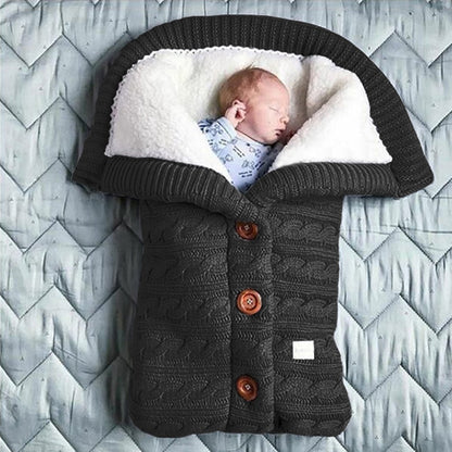Newborn Baby Winter Warm Sleeping Bags Infant Button Knit Swaddle Wrap Swaddling Stroller Wrap Toddler Blanket baby Sleeping Bag