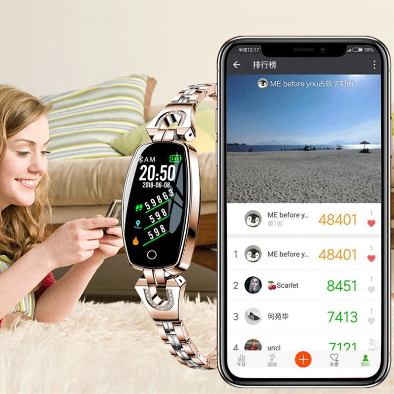 H8 Smart Watch Women Lady Blood Pressure Watch Heart Rate Monitor Fitness Tracker Smart Bracelet IP67 Waterproof Smartwatches