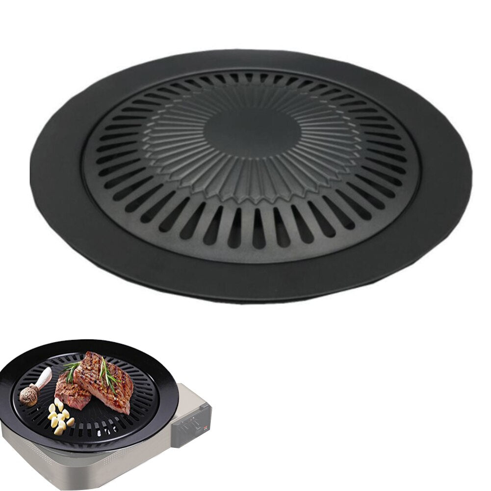 Korean Barbecue Tray Outdoor Cassette Oven Grill Pan Non-Stick Round Portable Nonstick Pan Teppanyaki Barbecue Grill Accessories