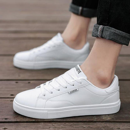 Men's White Sneakers Plus Velvet Warm Winter Shoes For Men Shoes Casual Lace Up PU Leather Ankle Boots