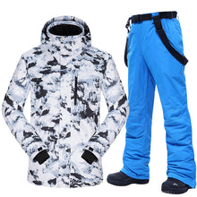 Cargar imagen en el visor de la galería, Ski Suit Men Winter Warm Windproof Waterproof Outdoor Sports Snow Jackets and Pants Hot Ski Equipment Snowboard Jacket Men Brand
