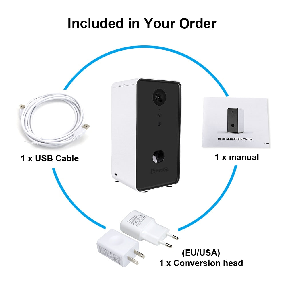 Interactive Pet Feeder With Voice Camera Automatic Pets Food Bowl For Small Medium Dog Cat Night Wifi Vision Cam 0.5L