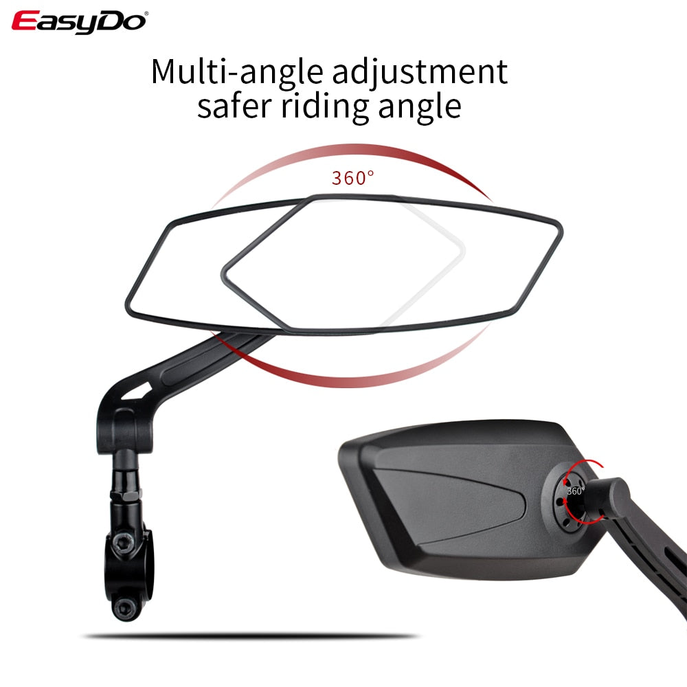 EasyDo Bicycle Rear View Mirror Bike Cycling Wide Range Back Sight Reflector Adjustable Left Right Mirror