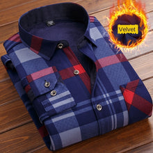 将图片加载到图库查看器，Men thermal shirt Winter Thick Flannel Warm Plaid Dress Shirts Long Sleeve Men&#39;s Work Shirts Casual Slim Fit thermo shirts 6XL
