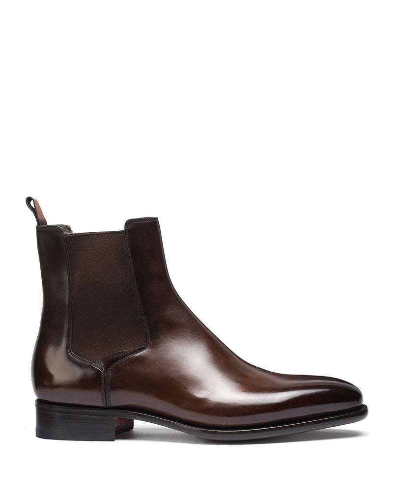 Men New Fashion Pu Leather Slip-on Ankle Boots Pointed Toe Low Heel Shoes Male Casual Classic Retro Style Chelsea Boots TV809