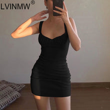 将图片加载到图库查看器，LVINMW Sexy Skinny Bralette With Bow Low Cut Slim Dress 2020 Women Summer Fashion Sleeveless Backless Dress Female Party Club
