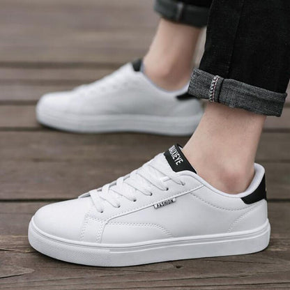 Men's White Sneakers Plus Velvet Warm Winter Shoes For Men Shoes Casual Lace Up PU Leather Ankle Boots