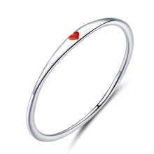 Cargar imagen en el visor de la galería, Bamoer Sterling Silver 925 Tiny Red Enamel Heart Finger Rings for Women Circle Slim Fashion Jewelry Bijoux 2019 New SCR620
