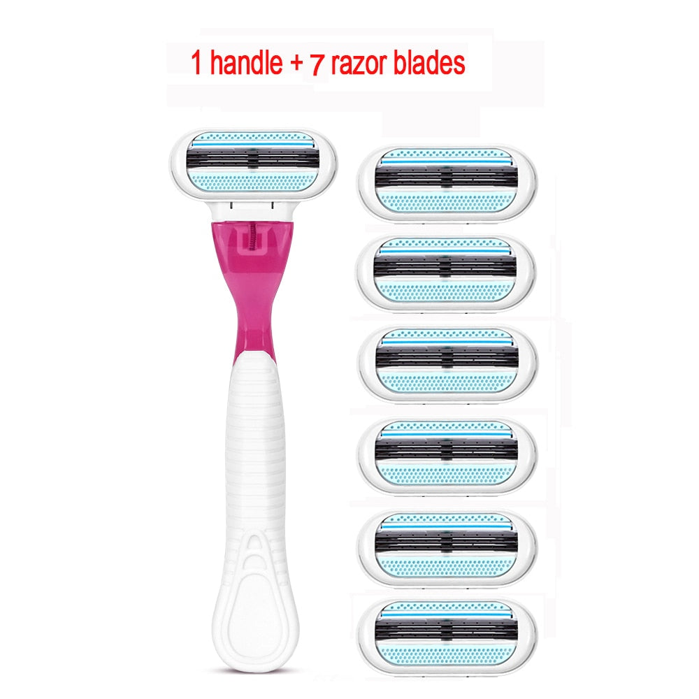 Female Safety Razor Blades Beauty Shaving For Women 3 Layer Blade Shaver Razor Blade Replacement Head For Gillette Venus