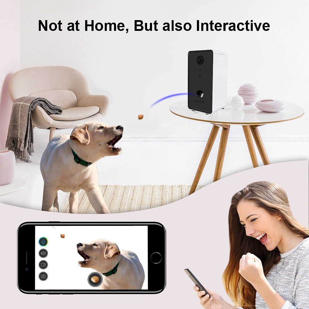 Interactive Pet Feeder With Voice Camera Automatic Pets Food Bowl For Small Medium Dog Cat Night Wifi Vision Cam 0.5L