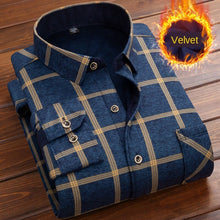 将图片加载到图库查看器，Men thermal shirt Winter Thick Flannel Warm Plaid Dress Shirts Long Sleeve Men&#39;s Work Shirts Casual Slim Fit thermo shirts 6XL
