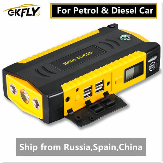 GKFLY High Capacity Car Jump Starter 600A Starting Device Portable Power Bank 12V Starter Cables Auto Battery Booster Charger