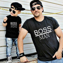 Load image into Gallery viewer, BOSS MAN and BOSS mini Little print Family Matching Father Son Kids Clothes Baby boy Father and Son Family Look Summer Clothes
