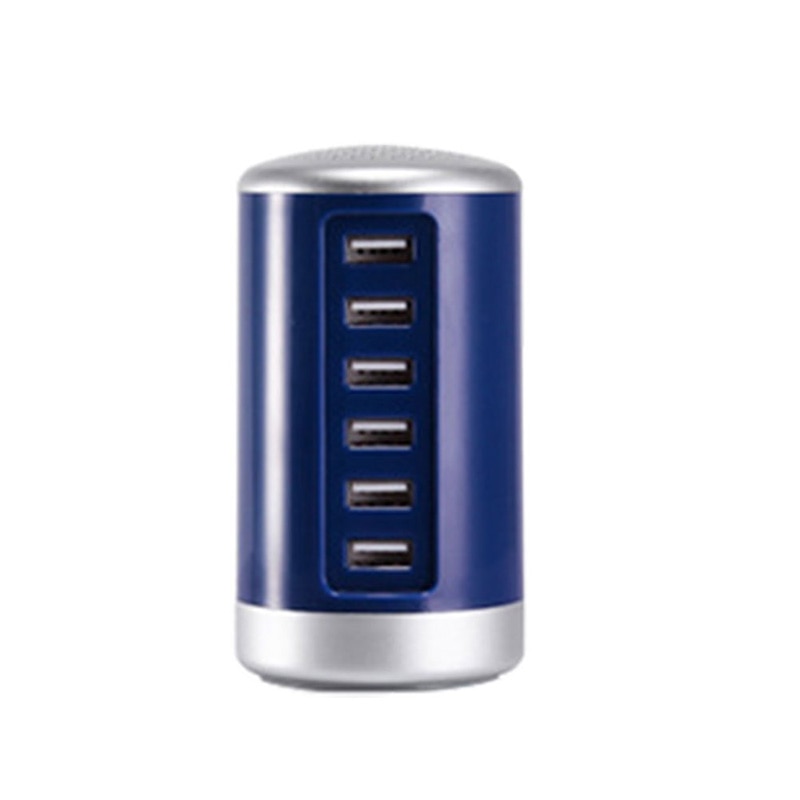 Multi-port Charger 6 USB Port Desktop Charger Rapid Tower Charging Station Power Adapter 30W LED Indicator UL Certification US