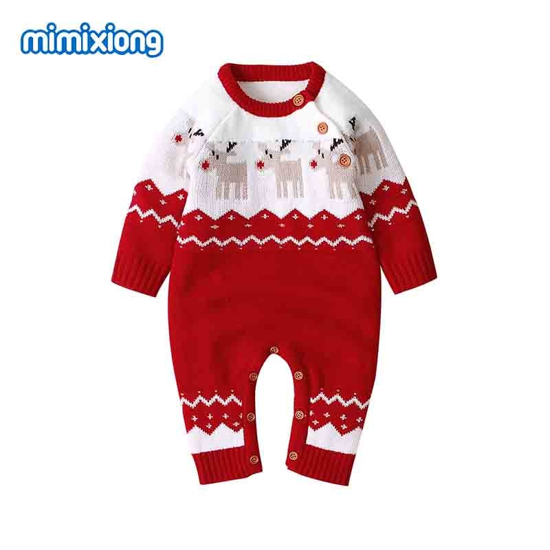 Baby Rompers Christmas Newborn Boys Girls Jumpsuits Costumes Cartoon Knitted Children's Overalls One Piece Infant Kids Outfits