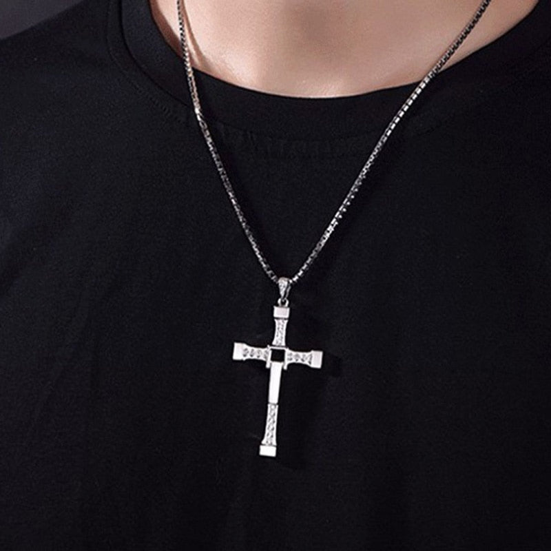 Fast and Furious Pendant Necklace dominic toretto cross Men's Pendants For Men Jewelry Crystal Necklace