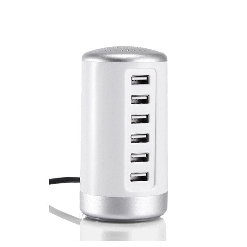 Multi-port Charger 6 USB Port Desktop Charger Rapid Tower Charging Station Power Adapter 30W LED Indicator UL Certification US