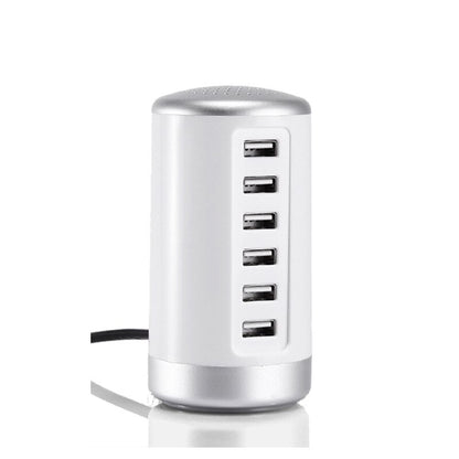 Multi-port Charger 6 USB Port Desktop Charger Rapid Tower Charging Station Power Adapter 30W LED Indicator UL Certification US